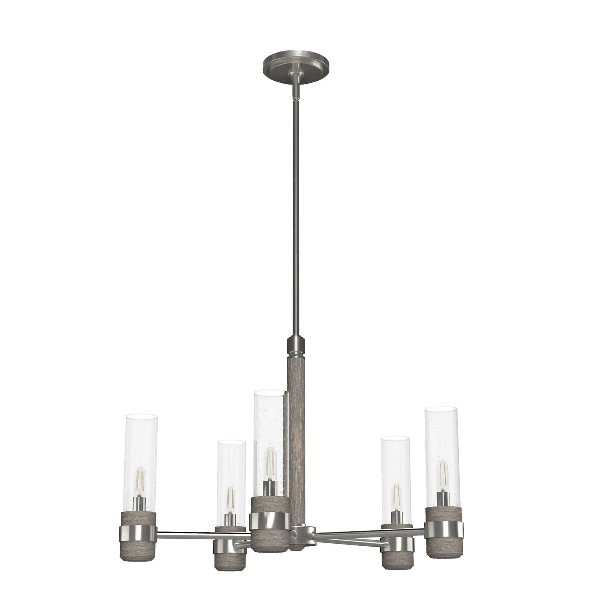 Hunter River Mill 5-Light Brushed Nickel Rustic Led Chandelier
