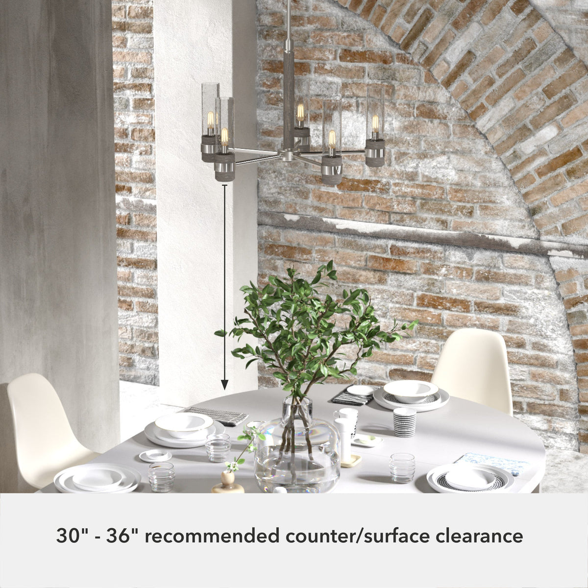 Hunter River Mill 5-Light Brushed Nickel Rustic Led Chandelier