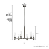 Hunter River Mill 6-Light Brushed Nickel Rustic Led Bare Bulb Chandelier
