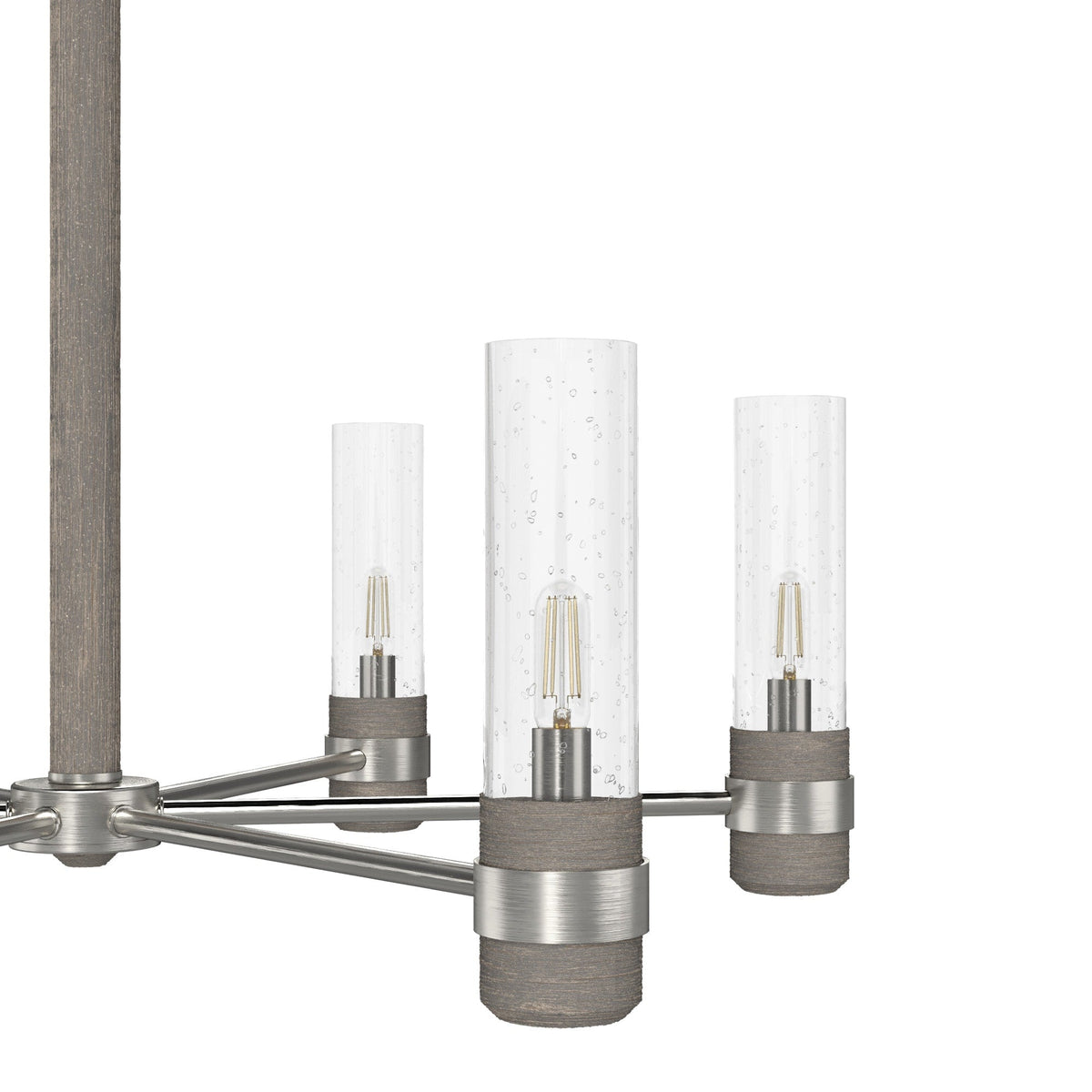 Hunter River Mill 6-Light Brushed Nickel Rustic Led Bare Bulb Chandelier