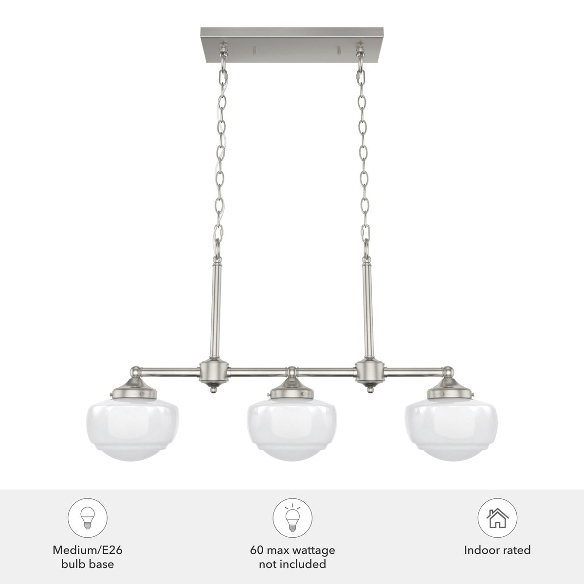 Hunter Saddle Creek 3-Light Brushed Nickel Transitional Led Chandelier