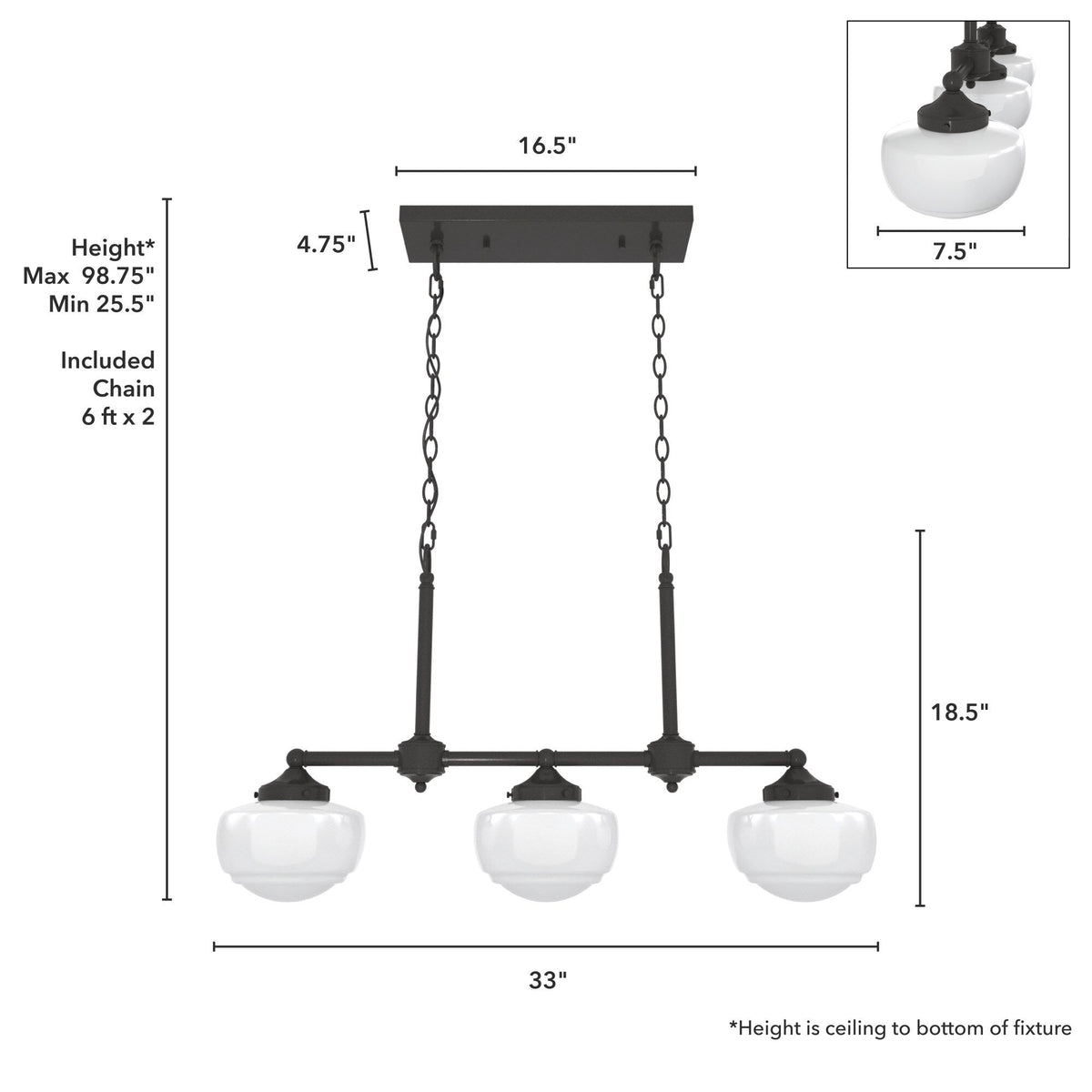 Hunter Saddle Creek 3-Light Satin Bronze Transitional Led Chandelier