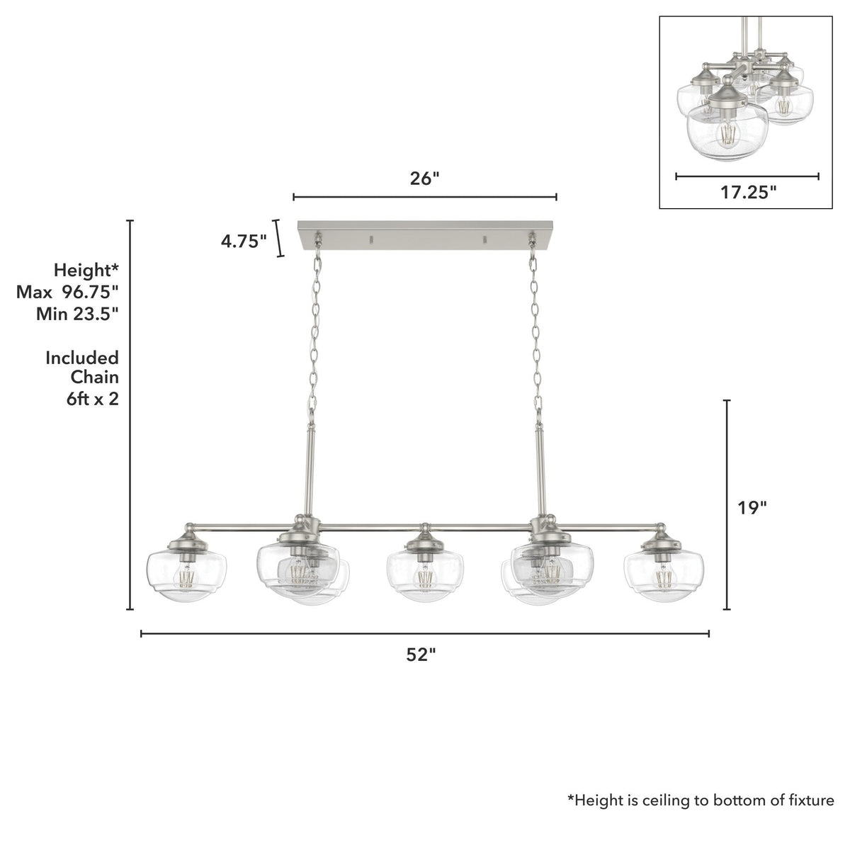 Hunter Saddle Creek 7-Light Brushed Nickel Transitional Led Chandelier