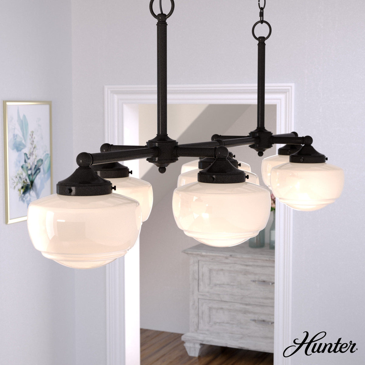 Hunter Saddle Creek 7-Light Satin Bronze Transitional Led Chandelier