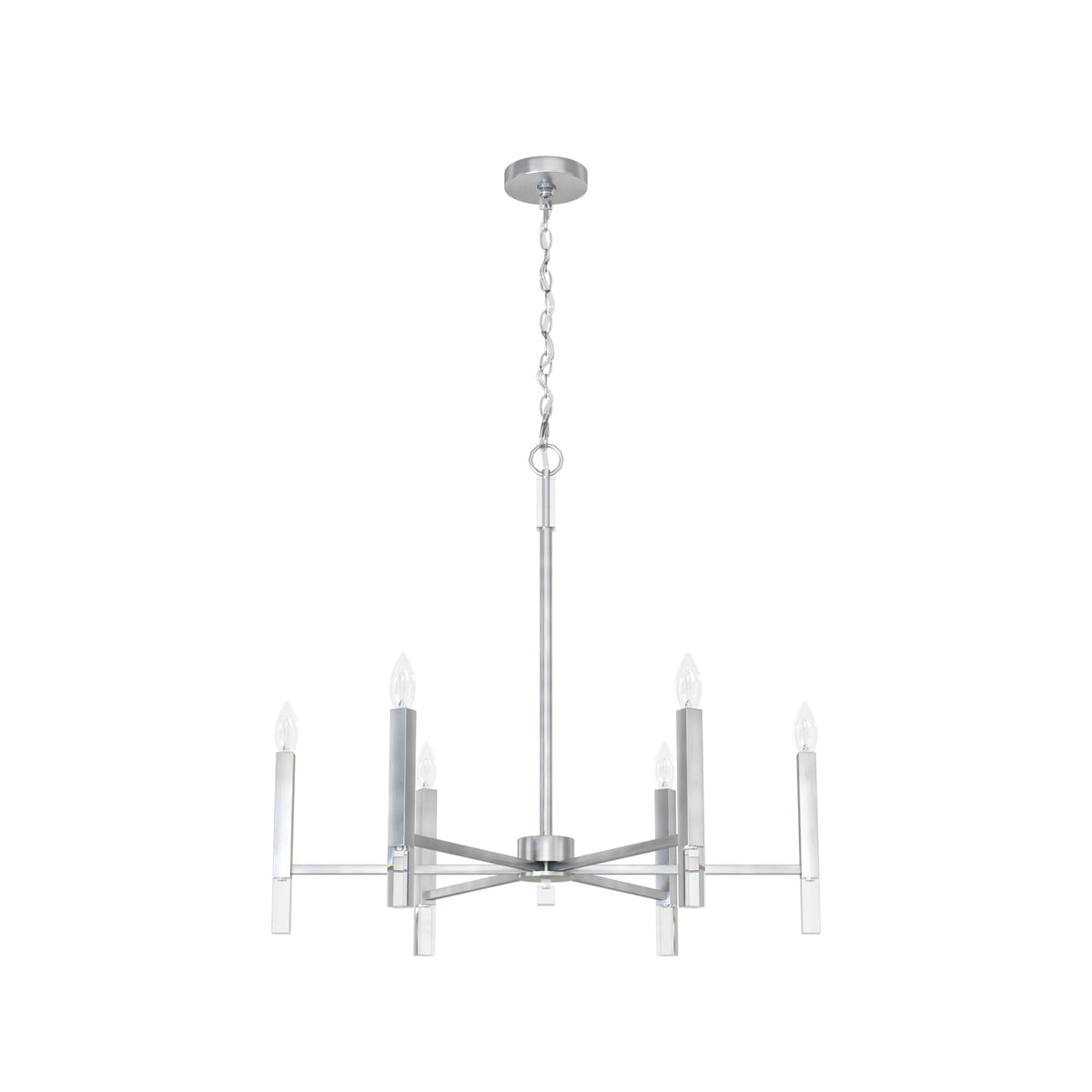 Hunter Sunjai 6-Light Brushed Nickel Modern/Contemporary Led Bare Bulb Chandelier