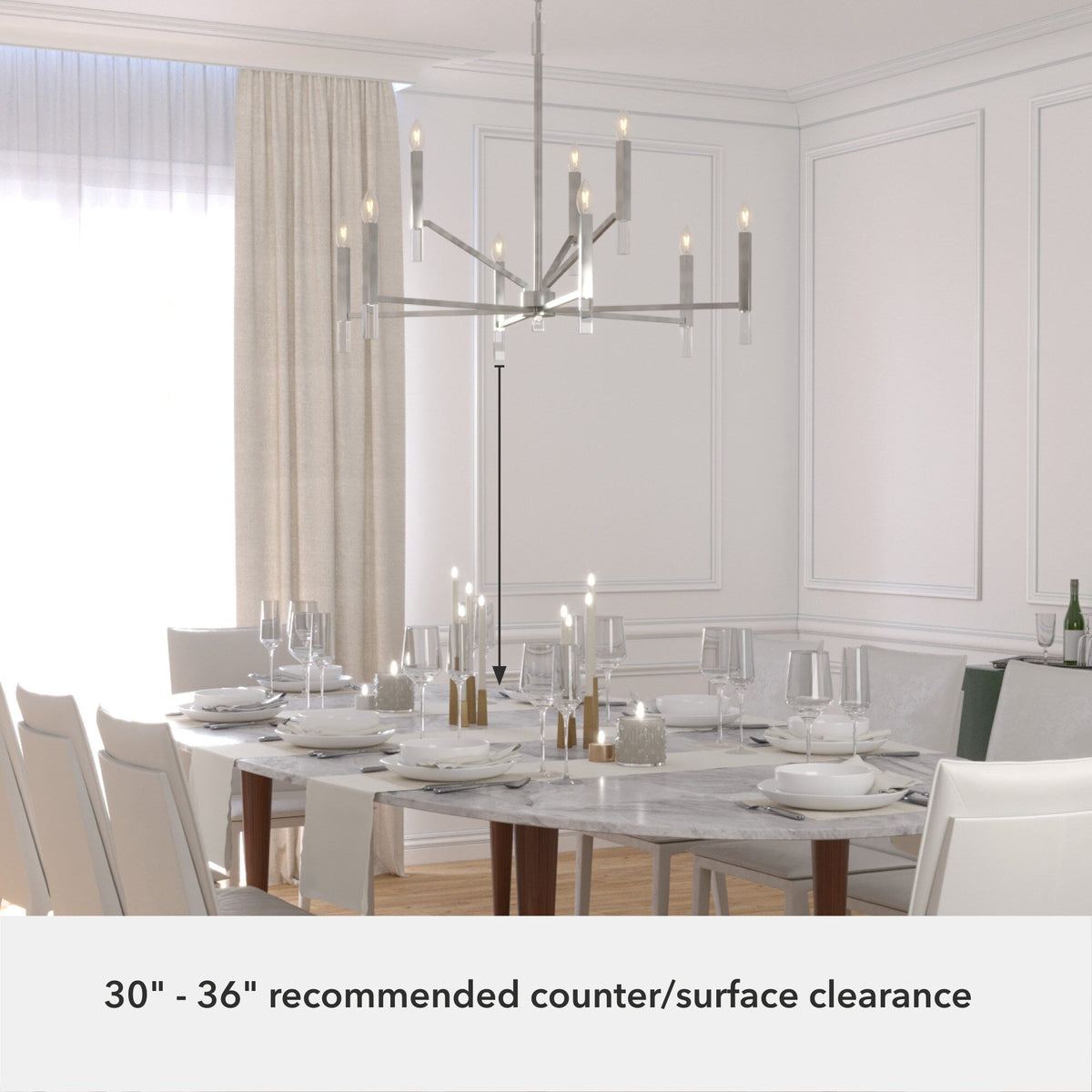 Hunter Sunjai 9-Light Brushed Nickel Modern/Contemporary Led Bare Bulb Chandelier