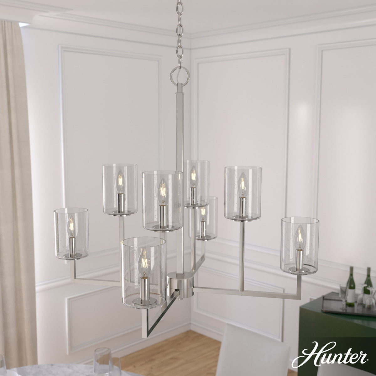 Hunter Kerrison 8-Light Brushed Nickel Transitional Led Chandelier
