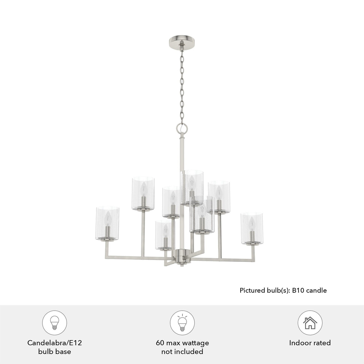 Hunter Kerrison 8-Light Brushed Nickel Transitional Led Chandelier