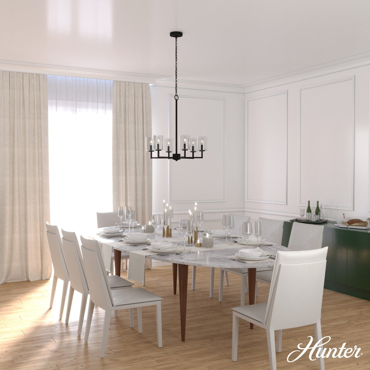 Hunter Kerrison 6-Light Satin Black Transitional Led Chandelier
