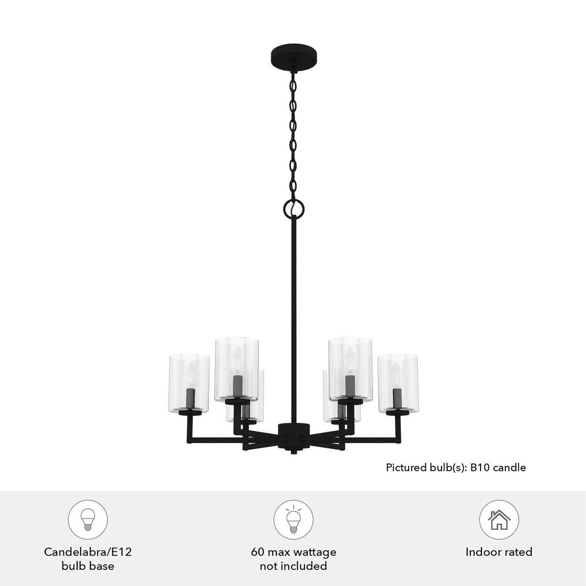 Hunter Kerrison 6-Light Satin Black Transitional Led Chandelier
