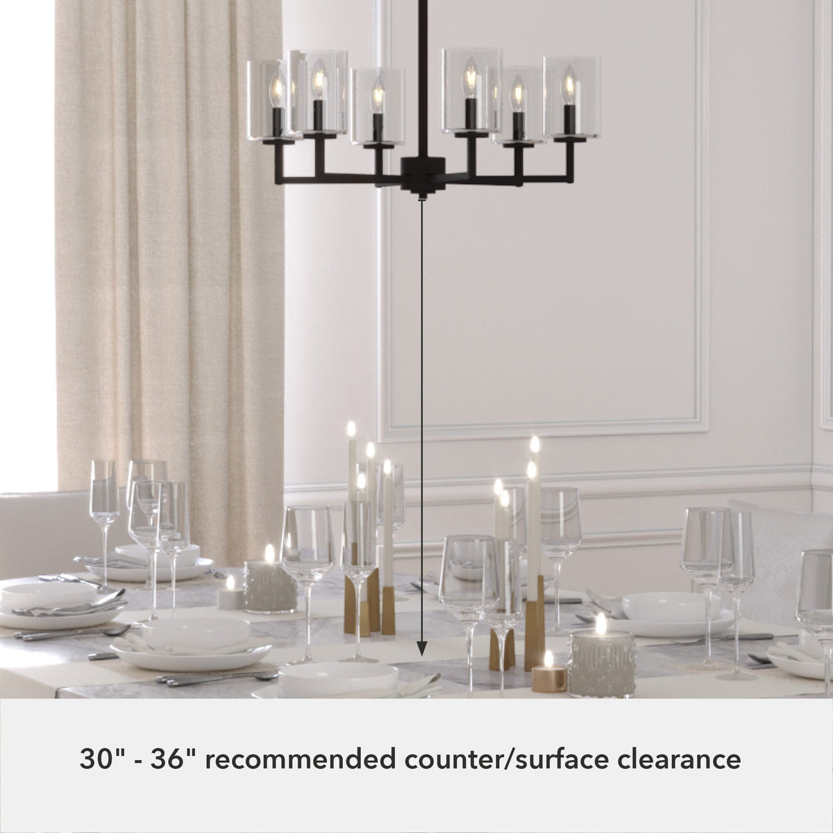 Hunter Kerrison 6-Light Satin Black Transitional Led Chandelier