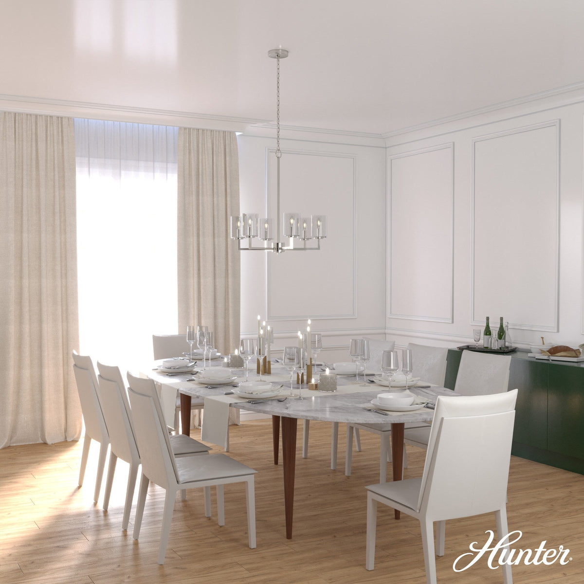 Hunter Kerrison 6-Light Brushed Nickel Transitional Led Chandelier