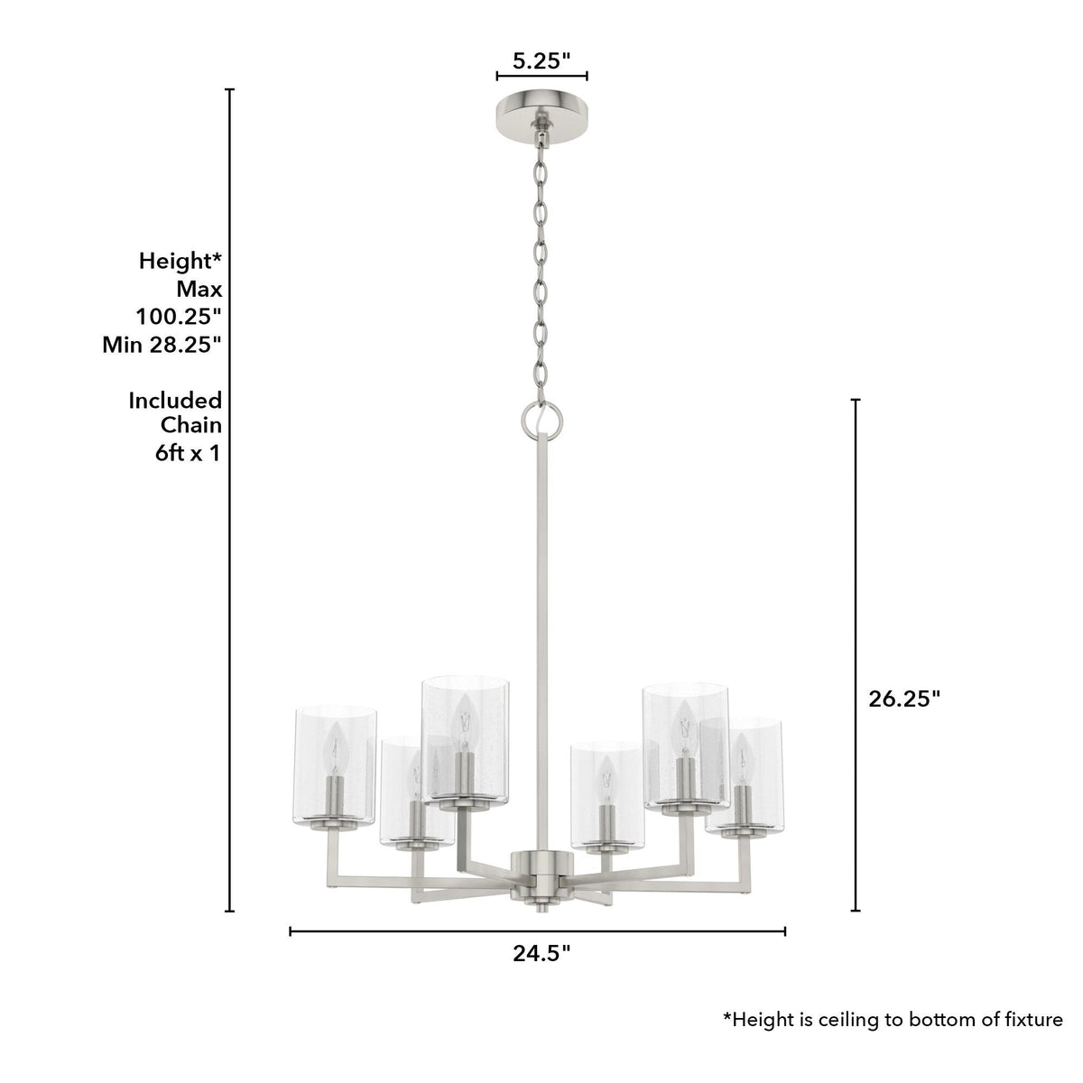 Hunter Kerrison 6-Light Brushed Nickel Transitional Led Chandelier