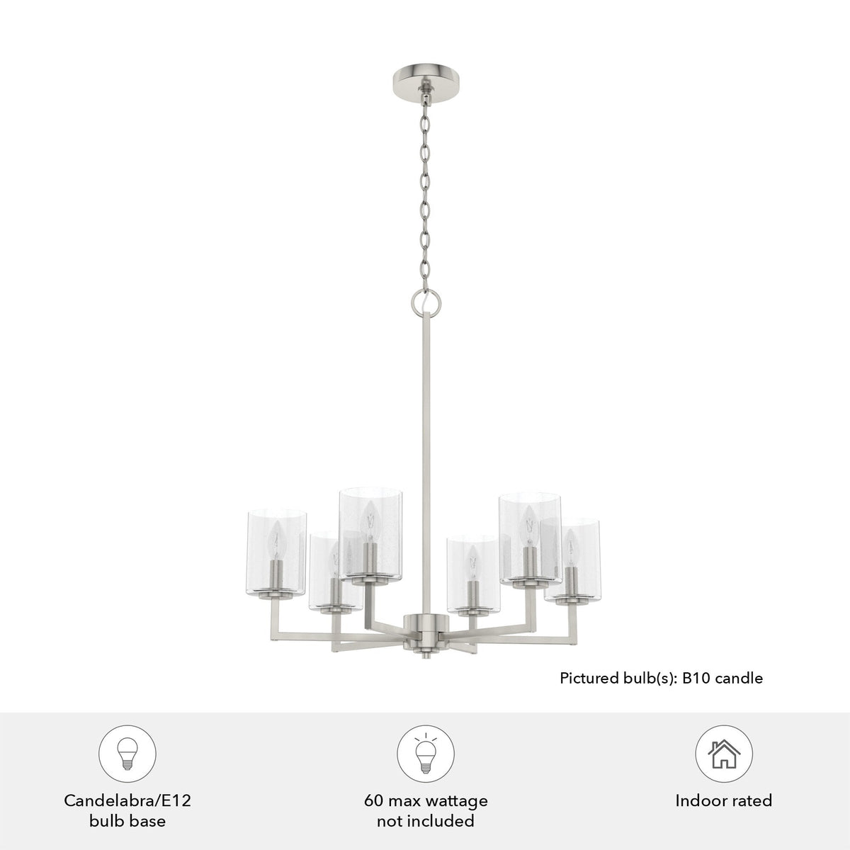 Hunter Kerrison 6-Light Brushed Nickel Transitional Led Chandelier