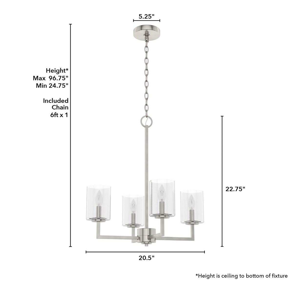 Hunter Kerrison 4-Light Brushed Nickel Transitional Led Chandelier
