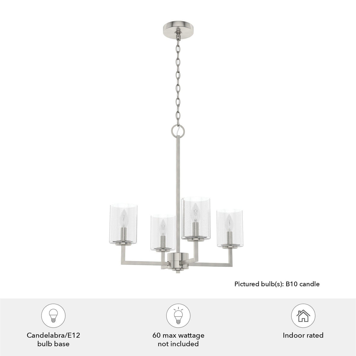 Hunter Kerrison 4-Light Brushed Nickel Transitional Led Chandelier