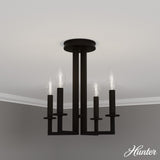 Hunter Bearden 4-Light Satin Black Transitional Led Bare Bulb Chandelier