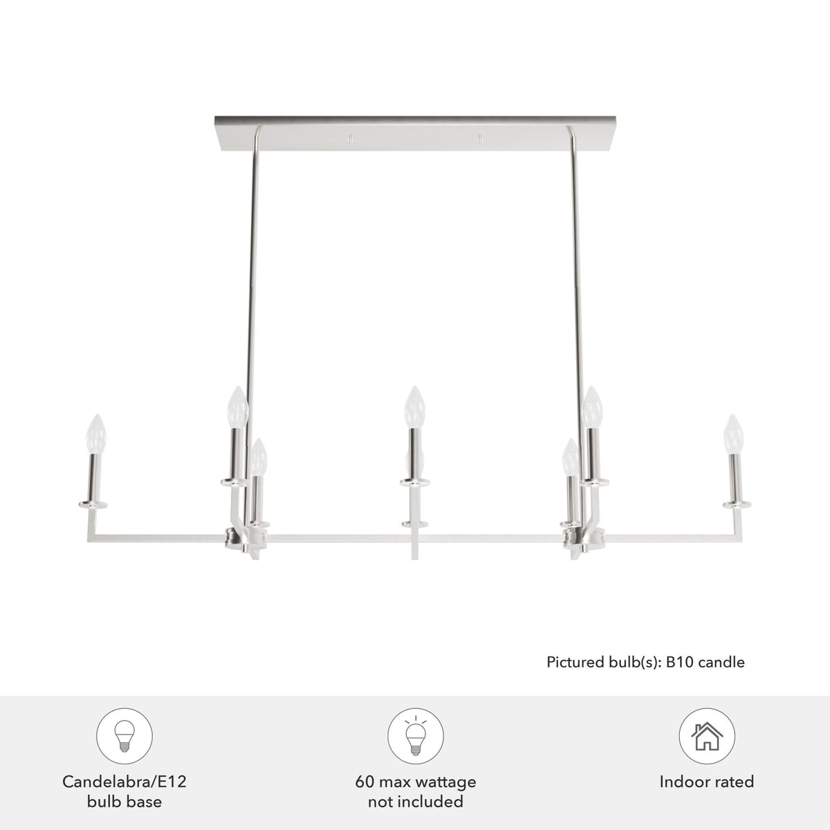 Hunter Bearden 8-Light Brushed Nickel Transitional Led Bare Bulb Chandelier