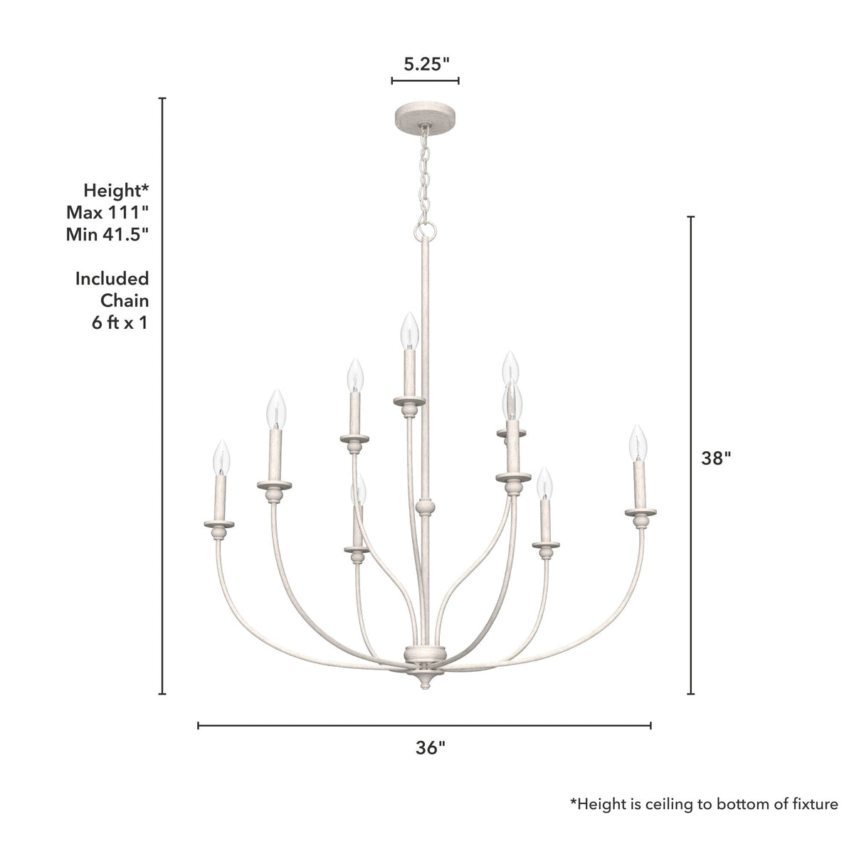 Hunter Southcrest 9-Light Distressed White Transitional Led Chandelier
