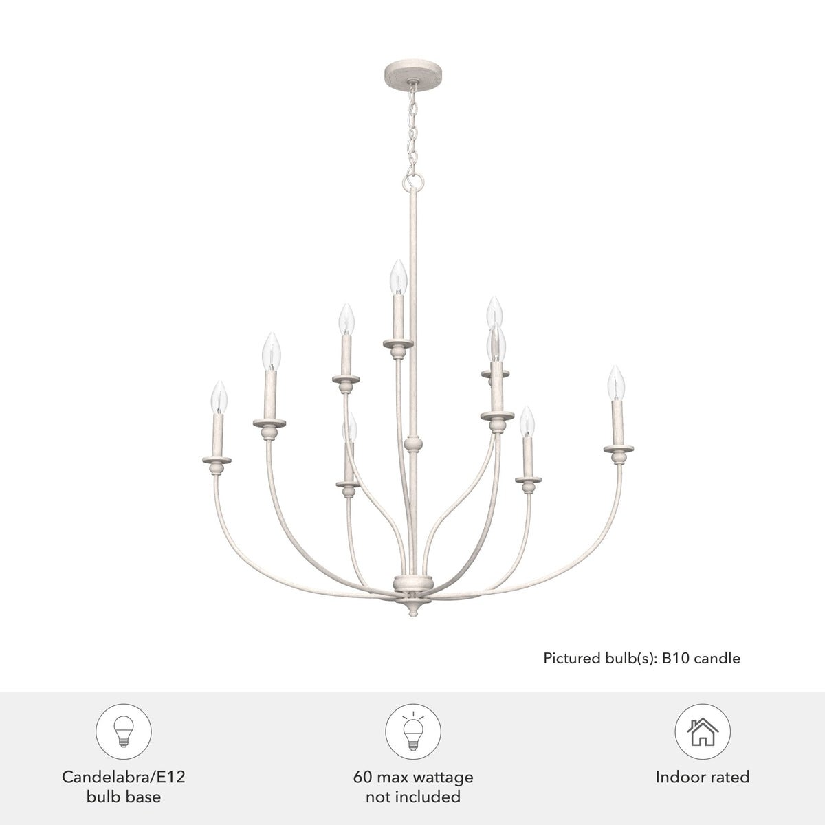Hunter Southcrest 9-Light Distressed White Transitional Led Chandelier