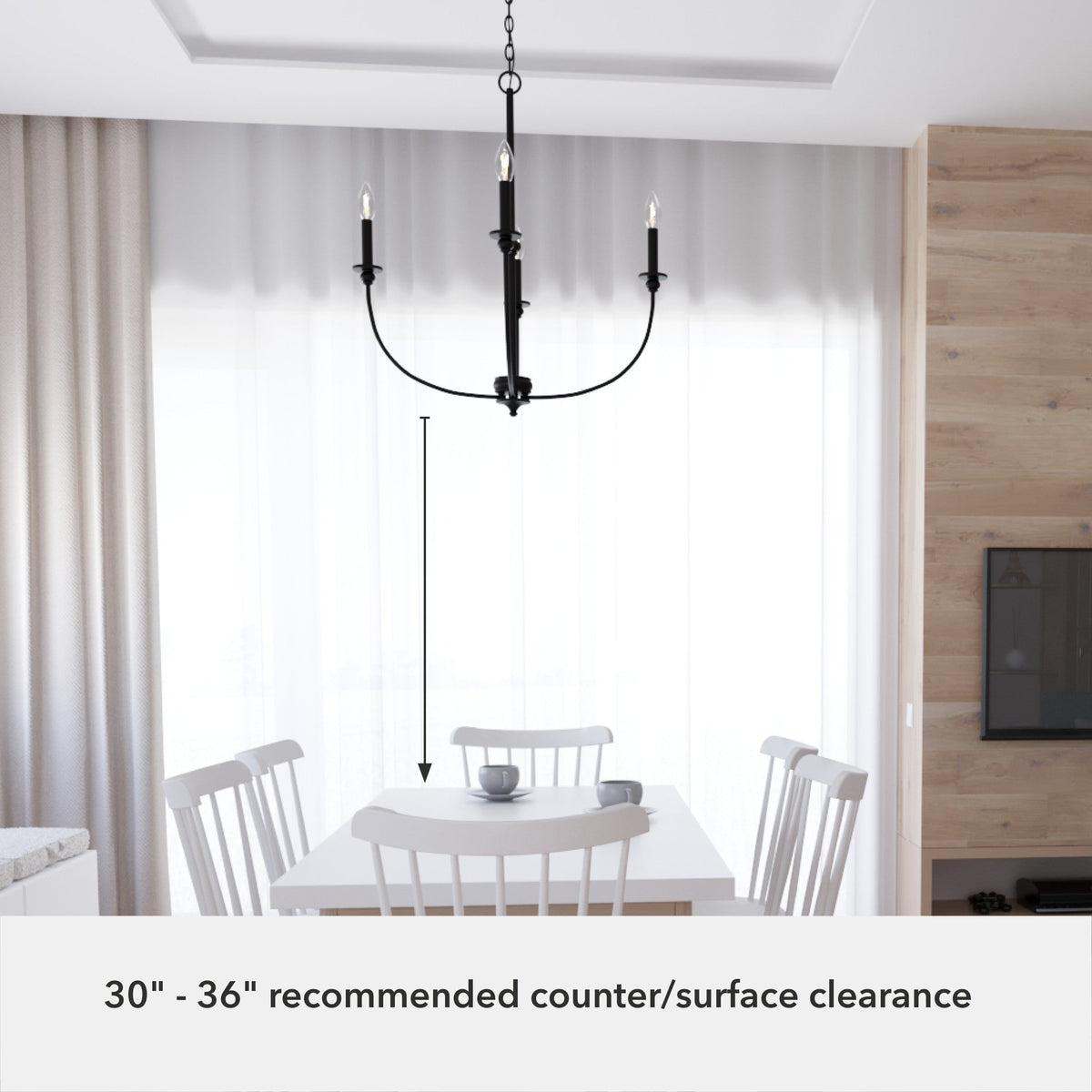 Hunter Southcrest 4-Light Matte Black Transitional Led Chandelier