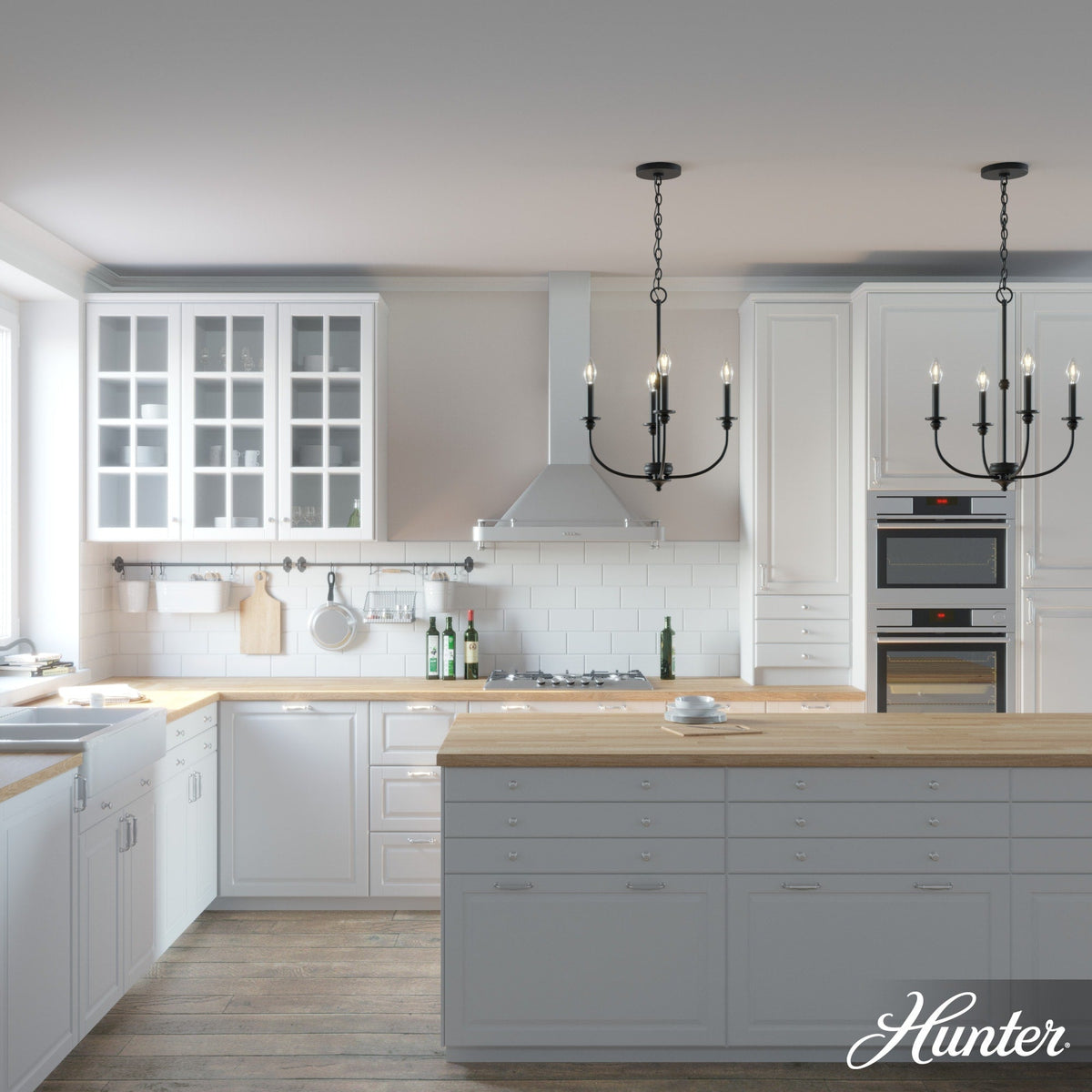 Hunter Southcrest 4-Light Matte Black Transitional Led Chandelier