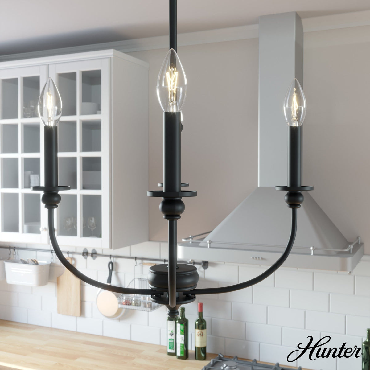 Hunter Southcrest 4-Light Matte Black Transitional Led Chandelier