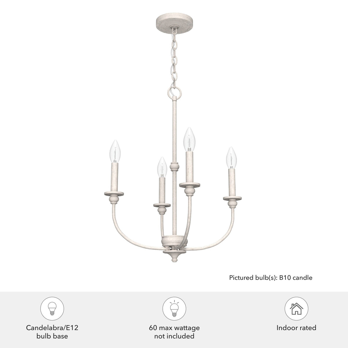 Hunter Southcrest 4-Light Distressed White Transitional Led Chandelier