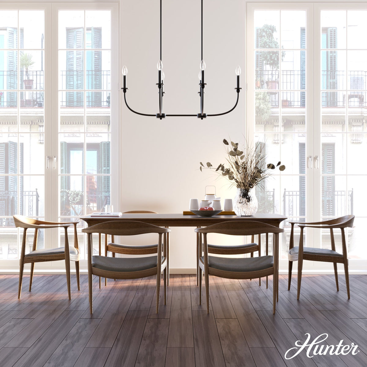Hunter Southcrest 6-Light Matte Black Transitional Led Chandelier