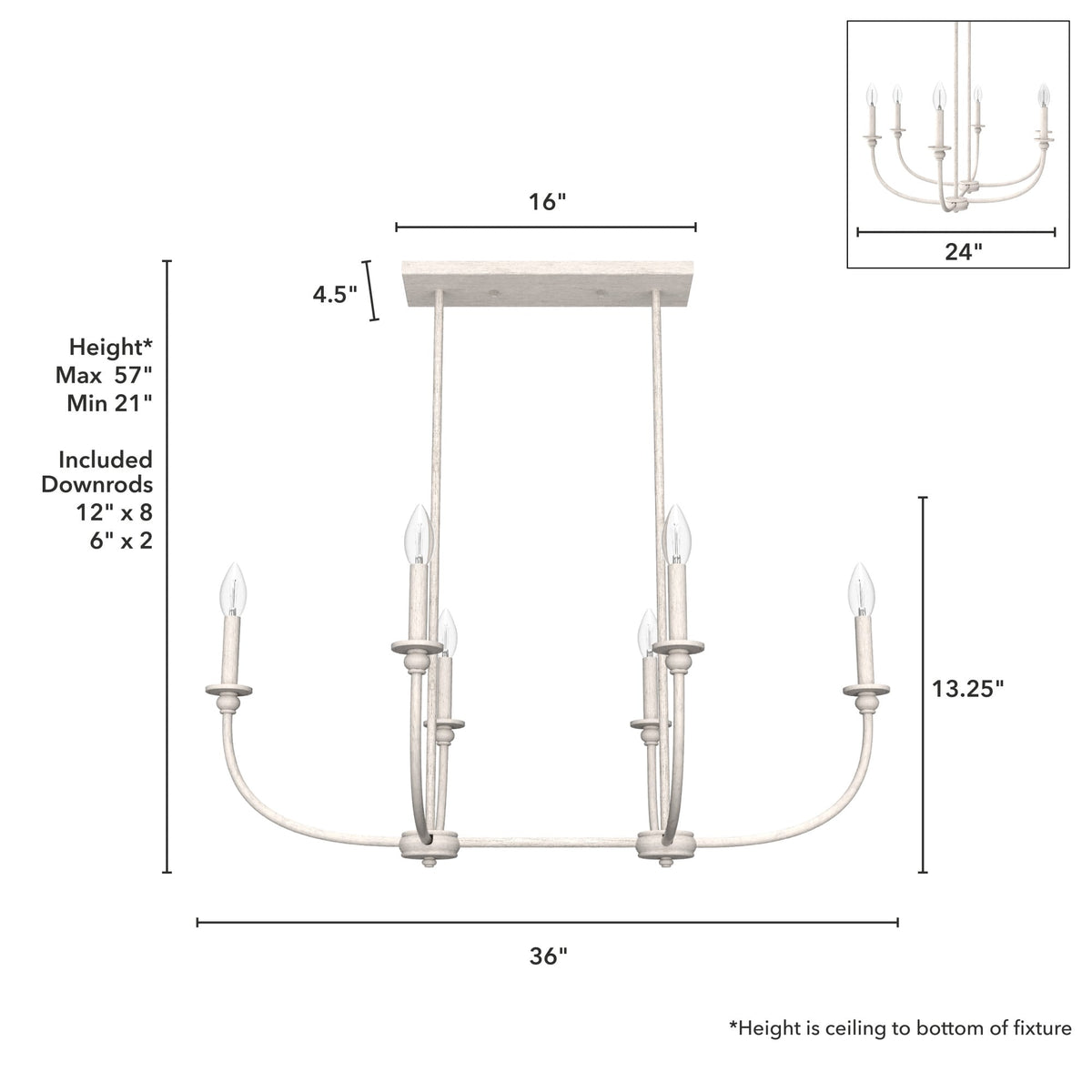 Hunter Southcrest 6-Light Distressed White Transitional Led Chandelier