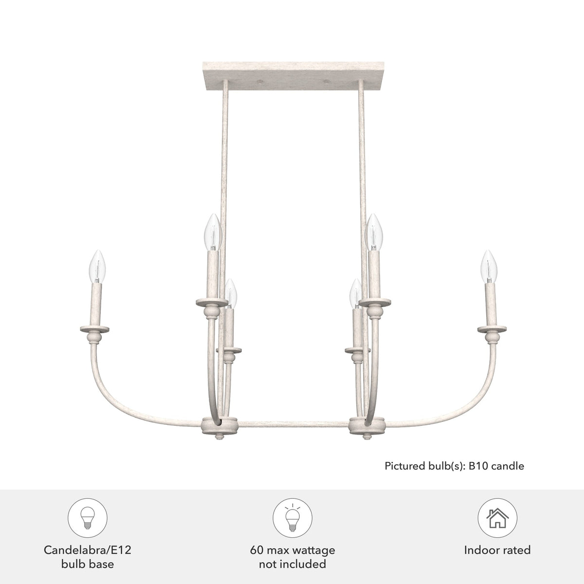 Hunter Southcrest 6-Light Distressed White Transitional Led Chandelier