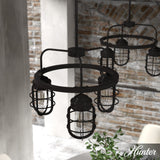 Hunter Starklake 3-Light Matte Bronze Industrial Led Cage Chandelier