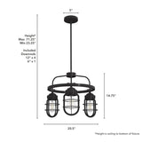 Hunter Starklake 3-Light Matte Bronze Industrial Led Cage Chandelier