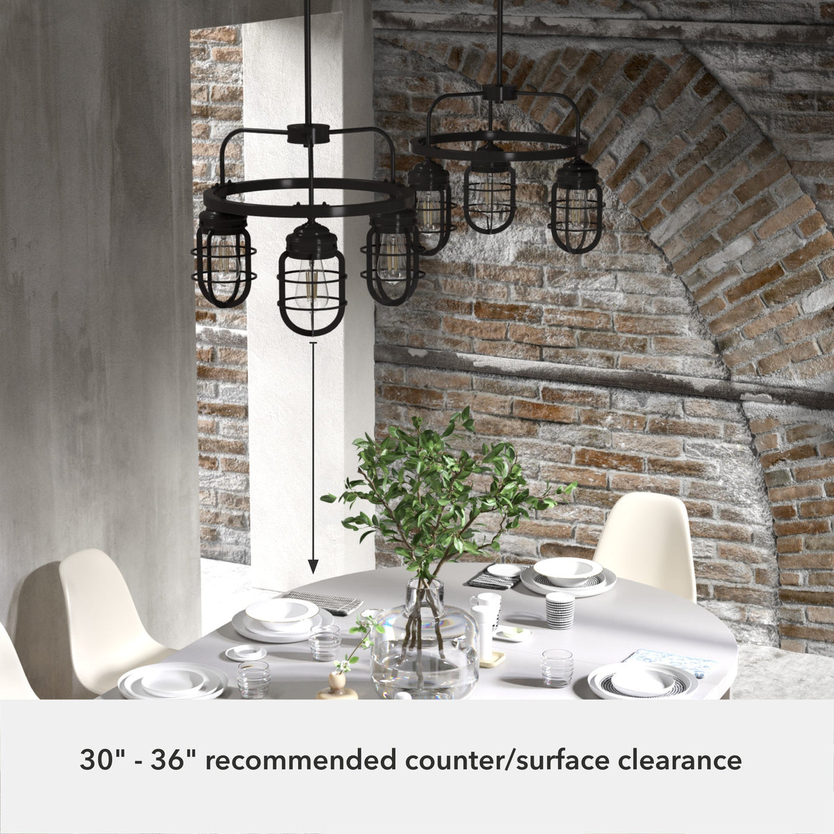 Hunter Starklake 3-Light Matte Bronze Industrial Led Cage Chandelier