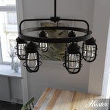 Hunter Starklake 6-Light Matte Black Industrial Led Cage Chandelier