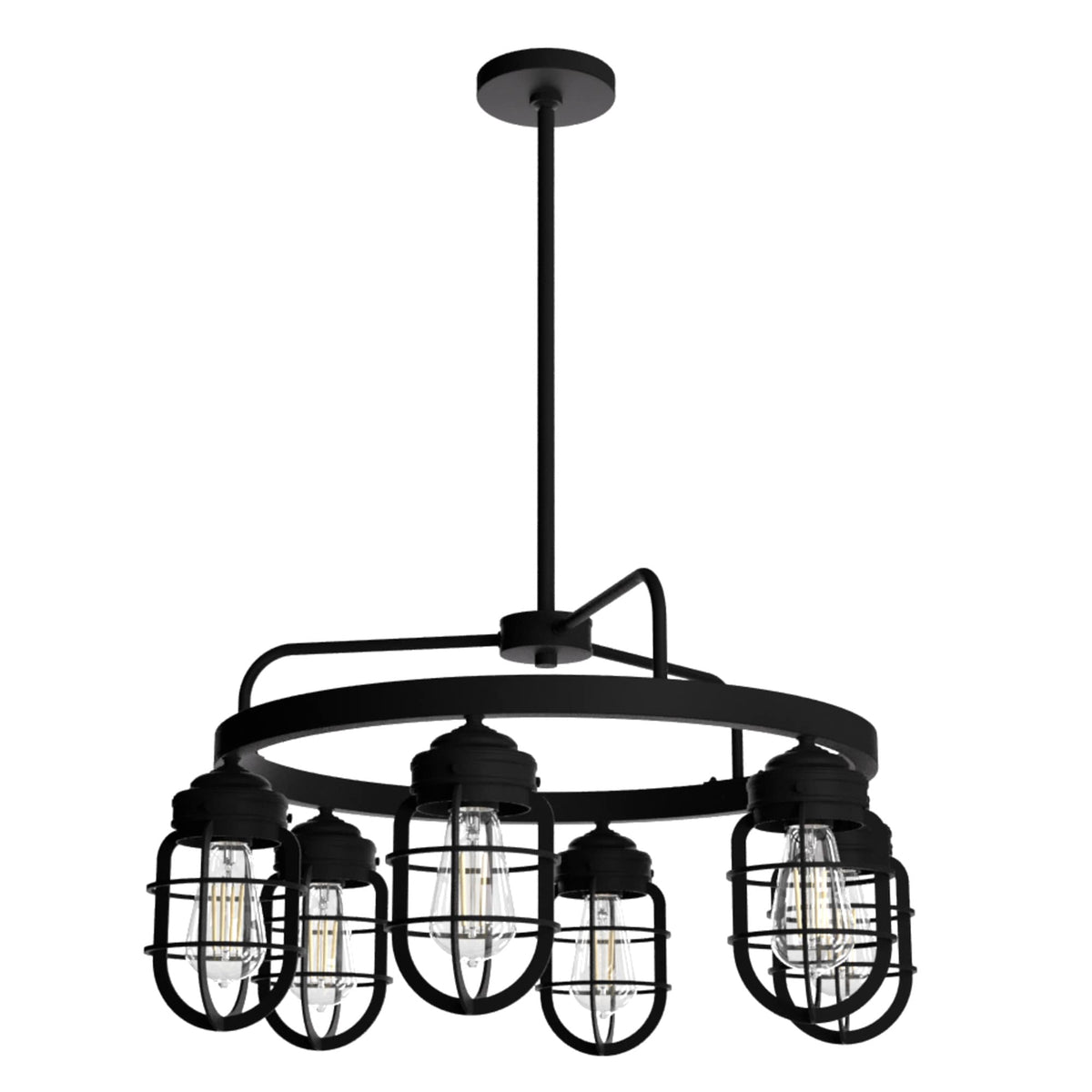 Hunter Starklake 6-Light Matte Black Industrial Led Cage Chandelier