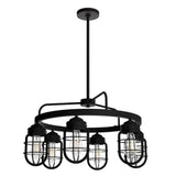 Hunter Starklake 6-Light Matte Black Industrial Led Cage Chandelier