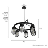Hunter Starklake 6-Light Matte Black Industrial Led Cage Chandelier