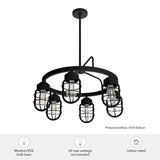 Hunter Starklake 6-Light Matte Black Industrial Led Cage Chandelier
