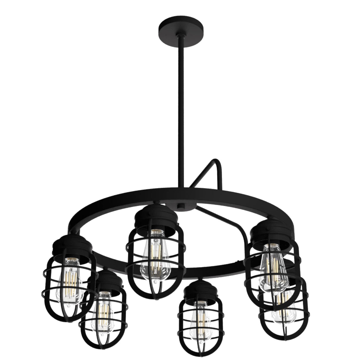 Hunter Starklake 6-Light Matte Black Industrial Led Cage Chandelier