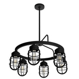 Hunter Starklake 6-Light Matte Black Industrial Led Cage Chandelier