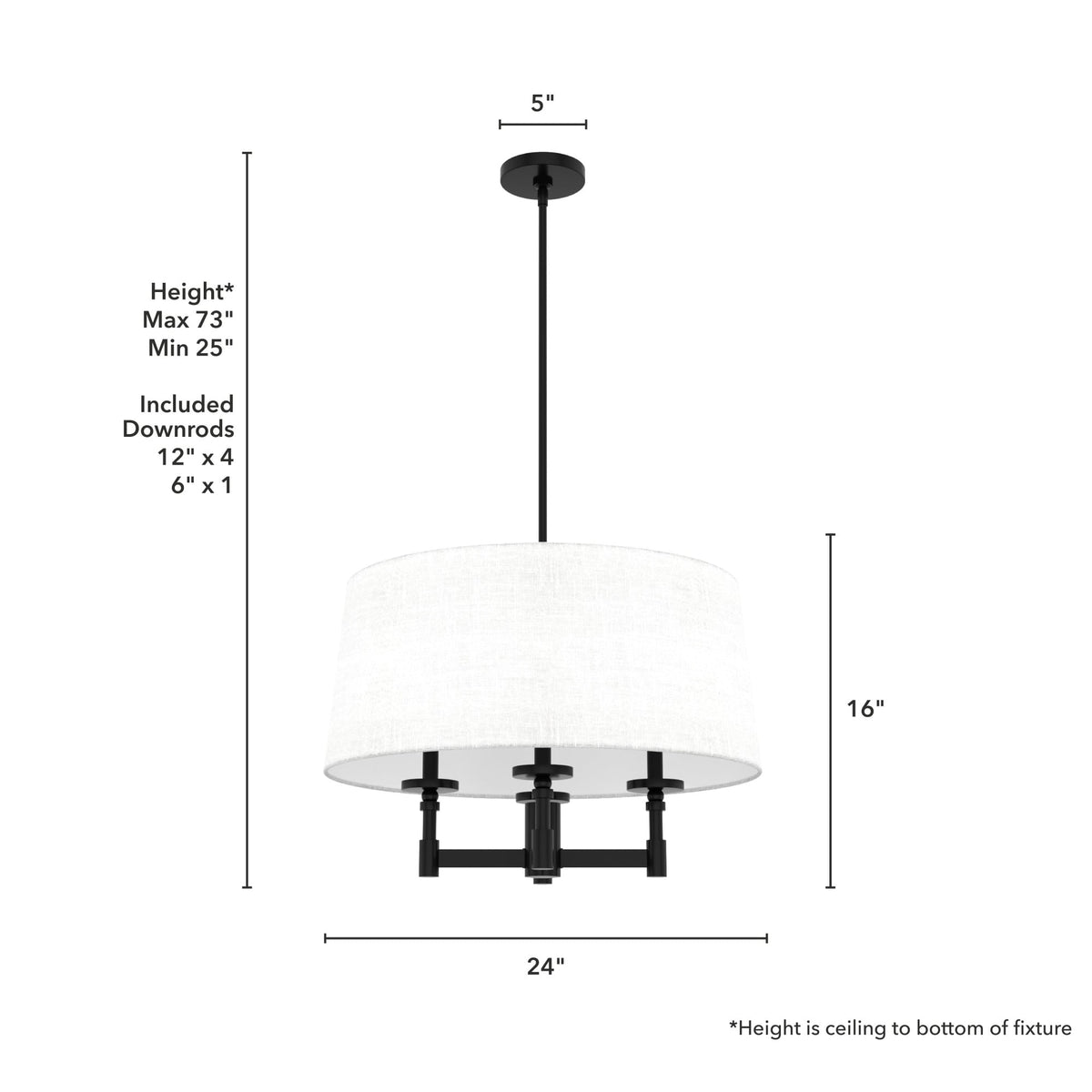 Hunter Briargrove 4-Light Matte Black Transitional Led Chandelier