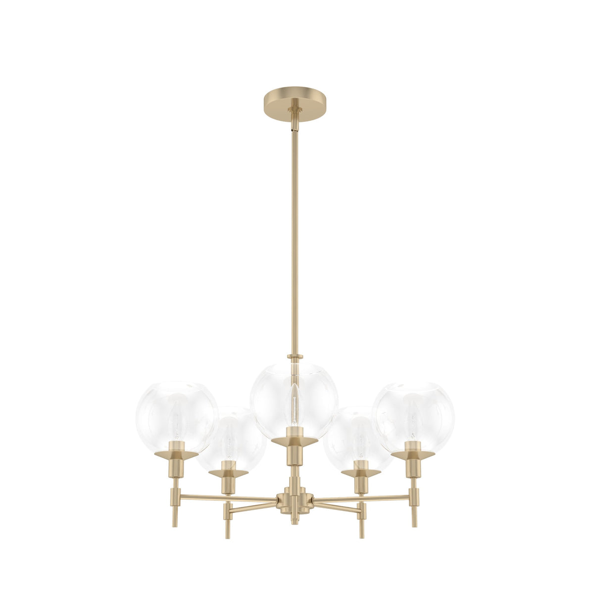 Hunter Xidane 5-Light Satin Gold Mid-century Led Crystal Chandelier
