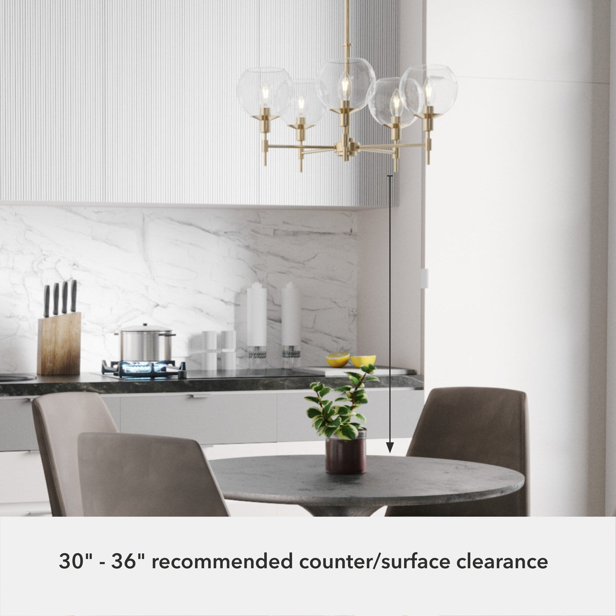 Hunter Xidane 5-Light Satin Gold Mid-century Led Crystal Chandelier