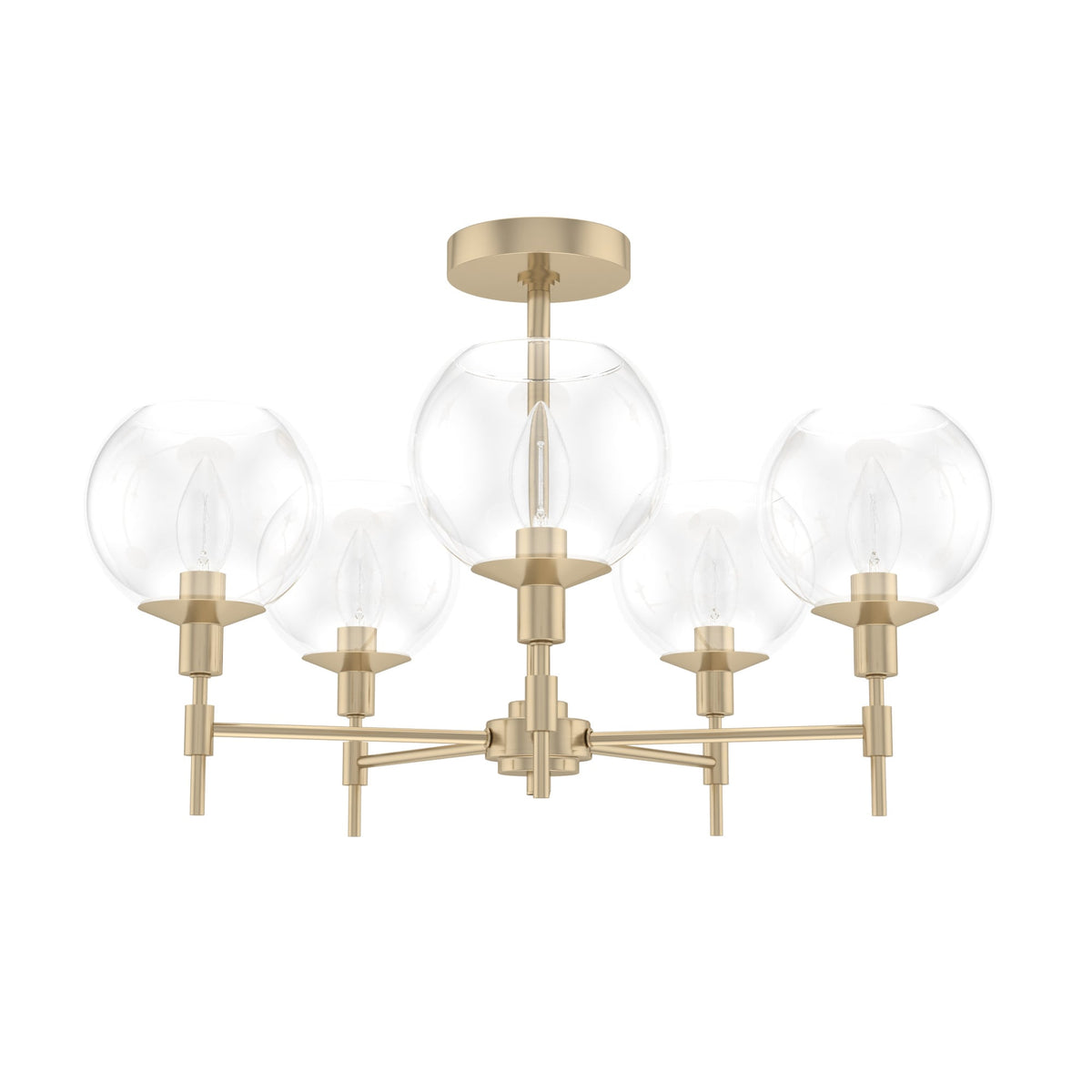 Hunter Xidane 5-Light Satin Gold Mid-century Led Crystal Chandelier