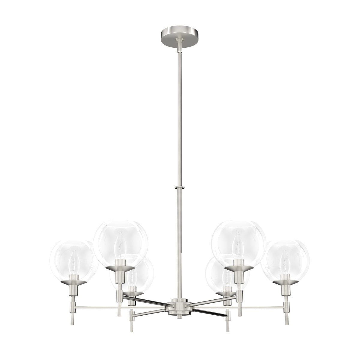 Hunter Xidane 6-Light Brushed Nickel Mid-century Led Crystal Chandelier
