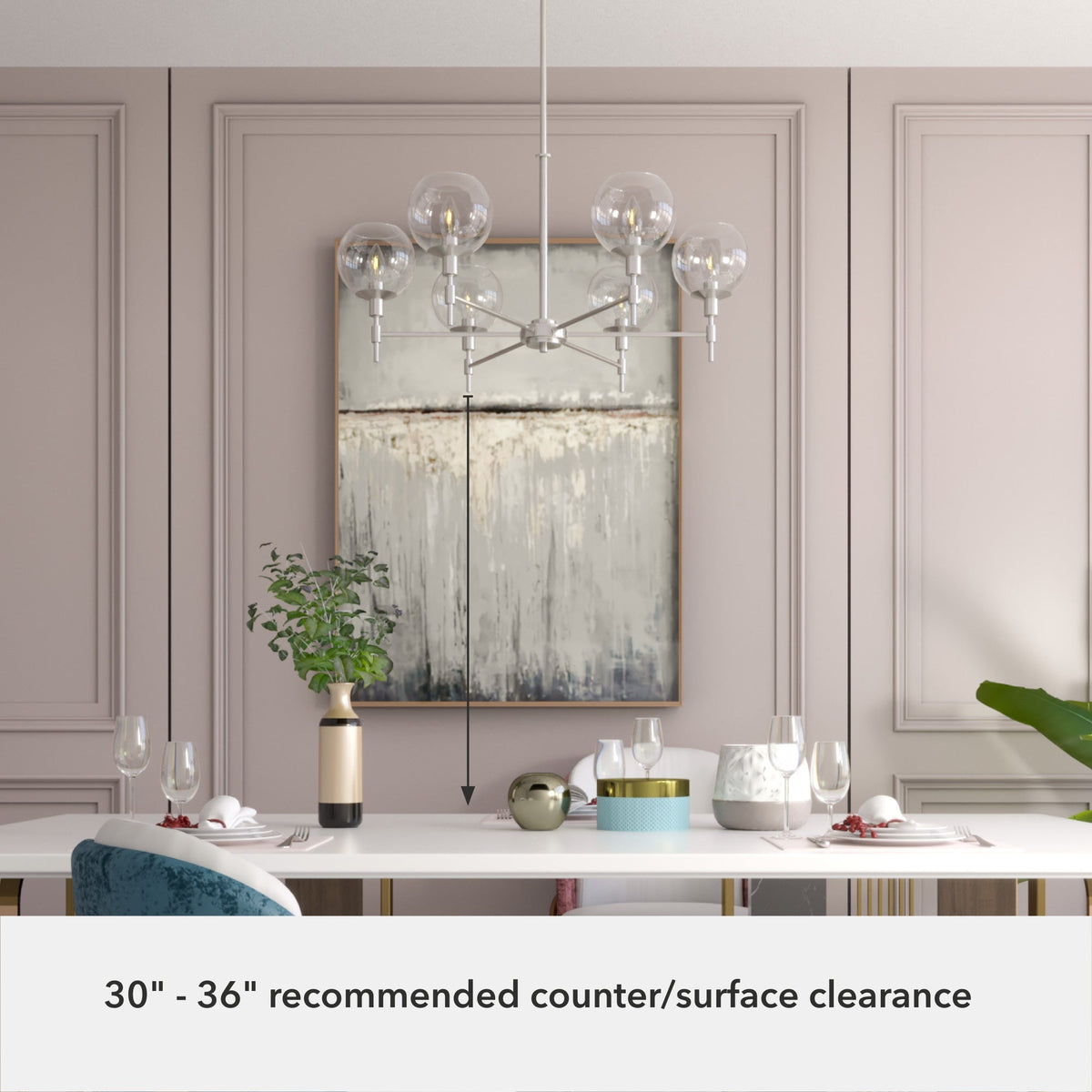 Hunter Xidane 6-Light Brushed Nickel Mid-century Led Crystal Chandelier