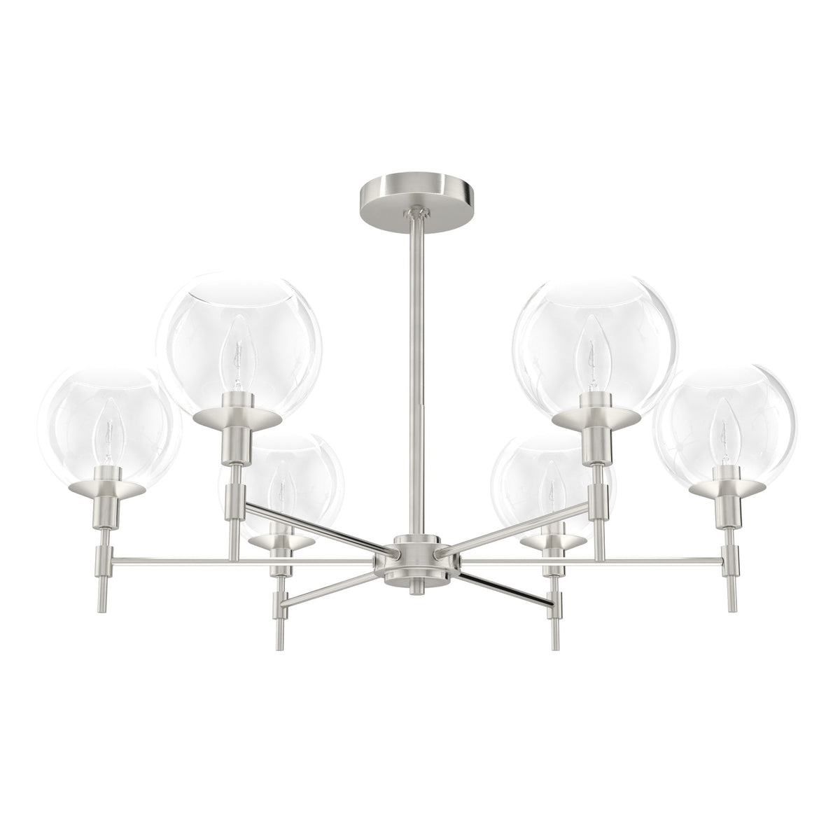 Hunter Xidane 6-Light Brushed Nickel Mid-century Led Crystal Chandelier