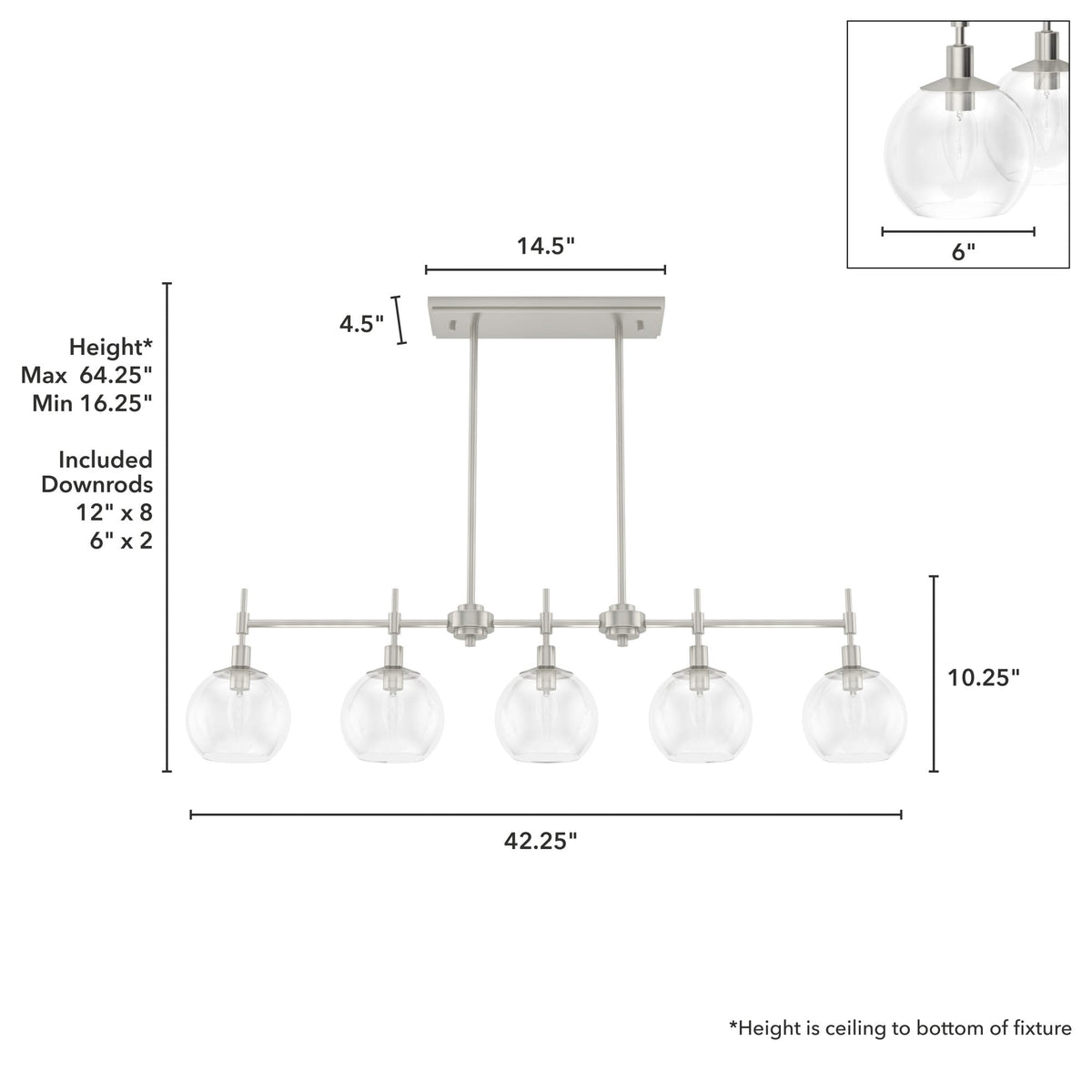 Hunter Xidane 5-Light Brushed Nickel Mid-century Led Crystal Chandelier