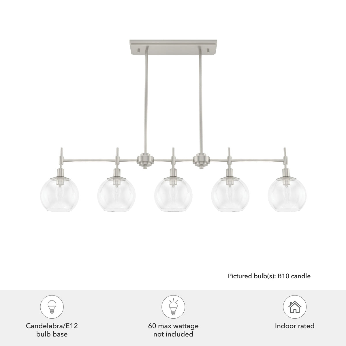 Hunter Xidane 5-Light Brushed Nickel Mid-century Led Crystal Chandelier